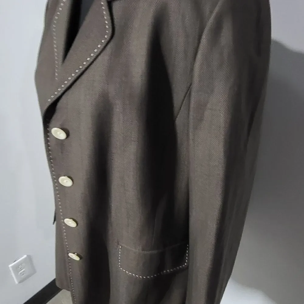 Ellen Tracy / Linda Allard Wool, Linen & Silk Blend Brown Jacket